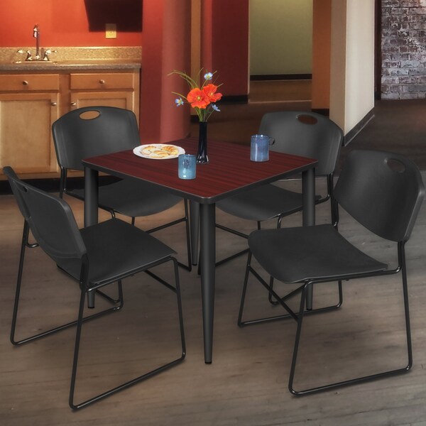 Regency Kahlo Square Table & Chair Sets, 36 W, 36 L, 29 H, Wood, Metal, Polypropylene Top, Mahogany TPL3636MHBK44BK - main